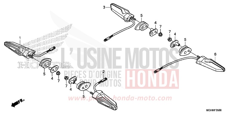 CLIGNOTANT de VFR1200X "Crosstourer" DCT CANDY PROMINENCE RED (R342) 2017